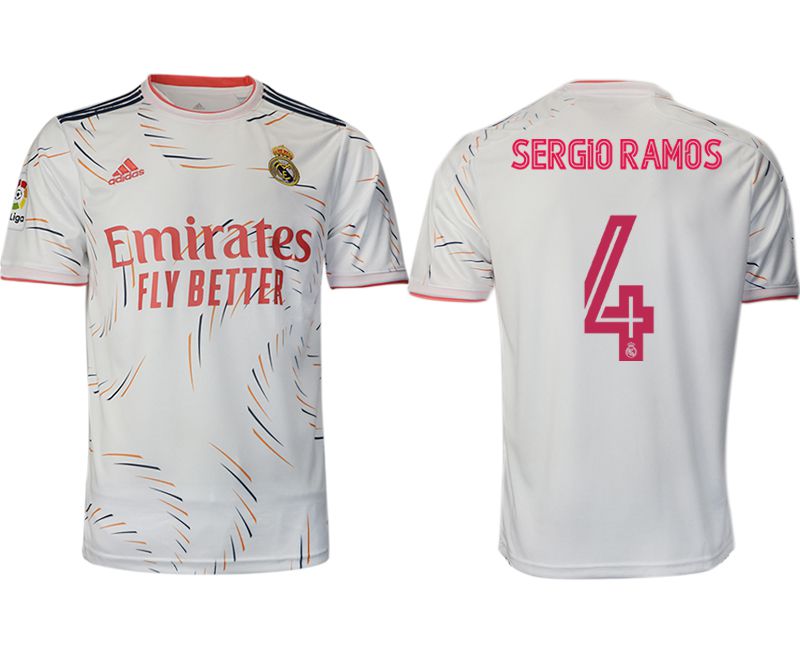 Men 2021-2022 Club Real Madrid home aaa version white #4 Adidas Soccer Jersey